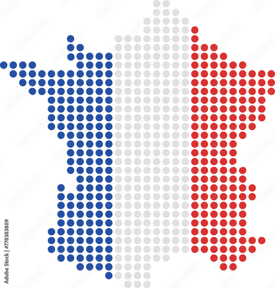 Fototapeta premium country France map flag colors style in dots without background