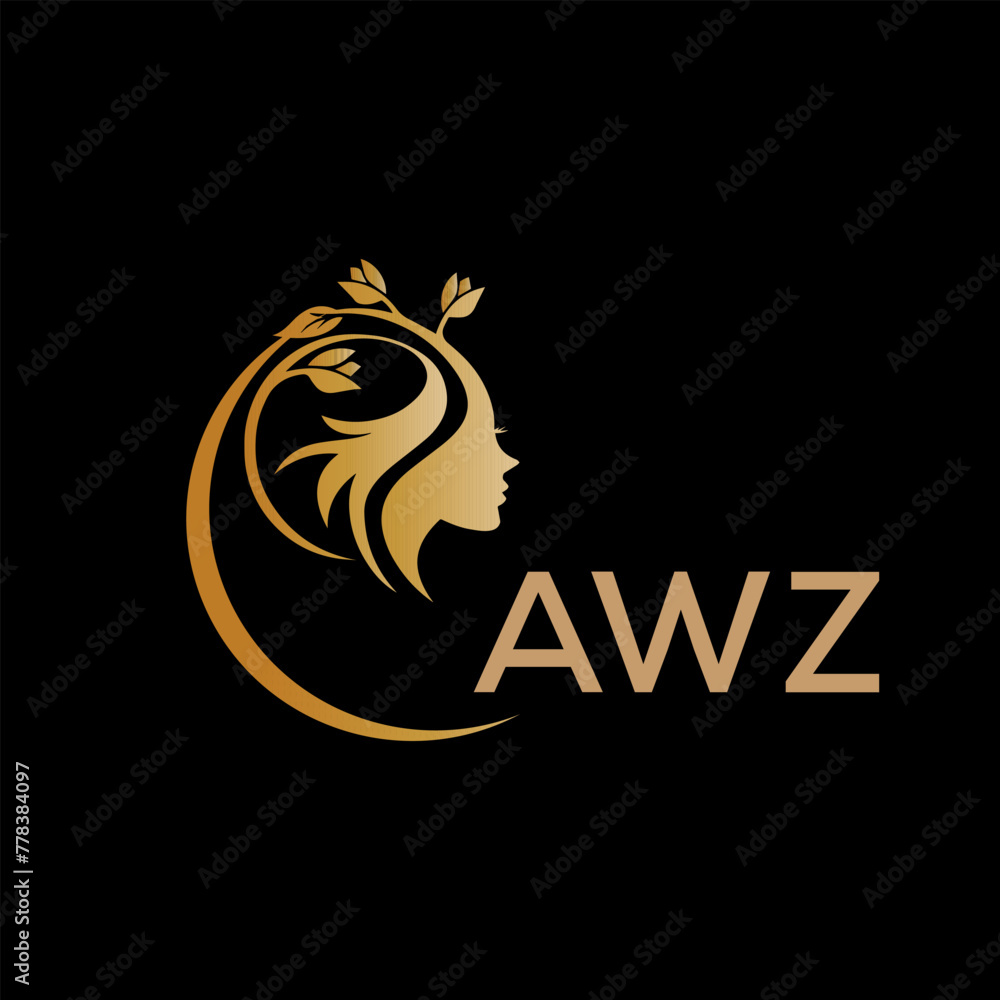 AWZ letter logo. best beauty icon for parlor and saloon yellow image on black background. AWZ Monogram logo design for entrepreneur and business.	

