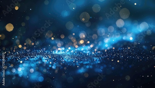 Glowing Blue Particles Background with Bokeh Effect