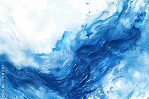 Abstract blue watercolor art with swirling patterns and mysterious abstract elements