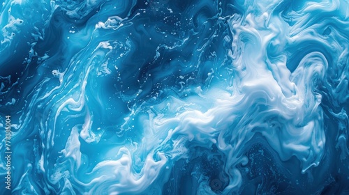 Detailed shot of a blue and white marble swirling together
