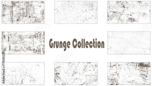 Abstract grunge distressed wall texture overlay background set. Collection of 8 grunge wall image. Vector illustration.