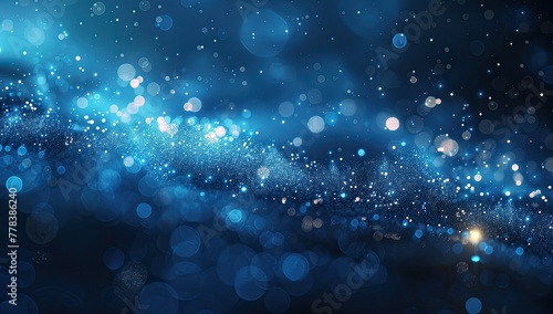 Glowing Blue Particles Background with Bokeh Effect
