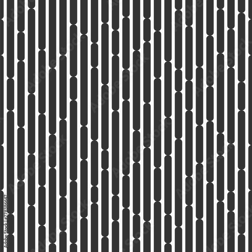 Seamless vector pattern. Striped pattern. Abstract geometric striped background. Rectangles with rounded corners. Black stripes isolated on white background. Monochrome stylish texture.