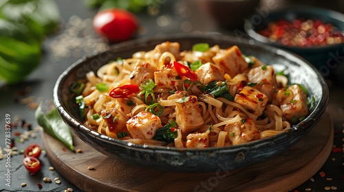 Thai Pad Kee Mao Drunken Noodles on Decorated © Sthefany