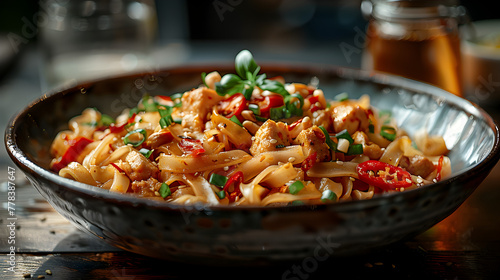 Thai Pad Kee Mao Drunken Noodles on Decorated