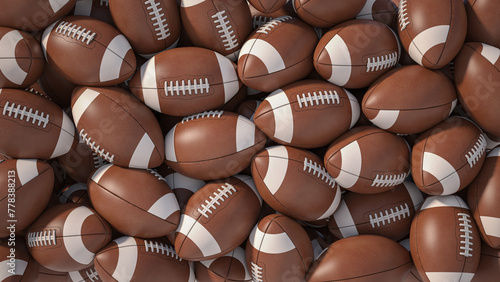 A lot of american football balls background.