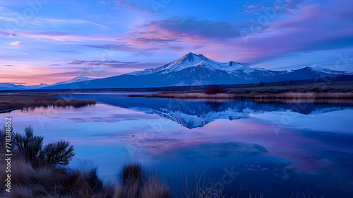 Twilight Tranquility: Reflection of Mountain Range at Dusk