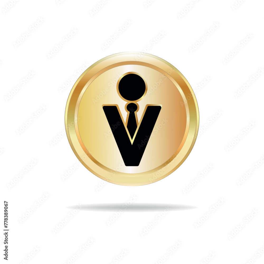 VIP premium quality golden badge on white background. Gold round icon with black member silhouette. Bright sign of exclusivity. Vector illustration. VIP premium quality golden badge on white background. Gold round icon with black member silhouette. Bright sign of exclusivity. Vector illustration.