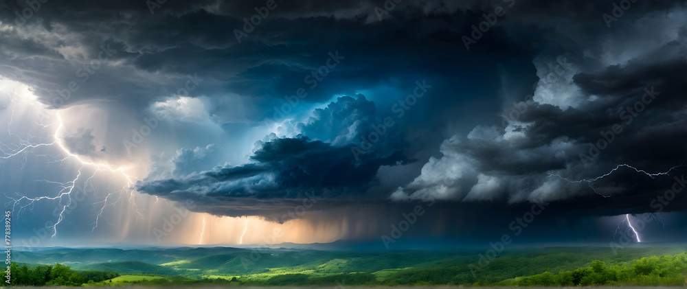 Photo real as Storm Fury Capturing the awe inspiring power of weather phenomena across landscapes. in nature and landscapes theme ,for advertisement and banner ,Full depth of field, high quality ,incl