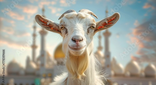 Goat Qurban Eid al adha mubarak festival islamic background Generated with Ai Tools