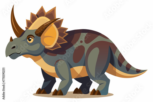 triceratops full length on a white background no background