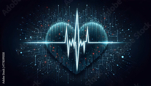 for advertisement and banner as Digital Pulse A pulsating digital heartbeat symbolizing the lifeblood of technology. in digital simple backdrop  theme ,Full depth of field, high quality ,include copy  photo