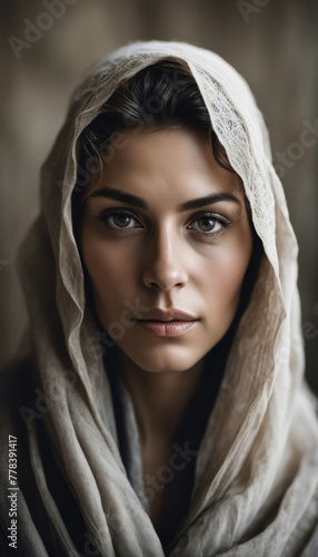 Portrait of a woman in a headscarf