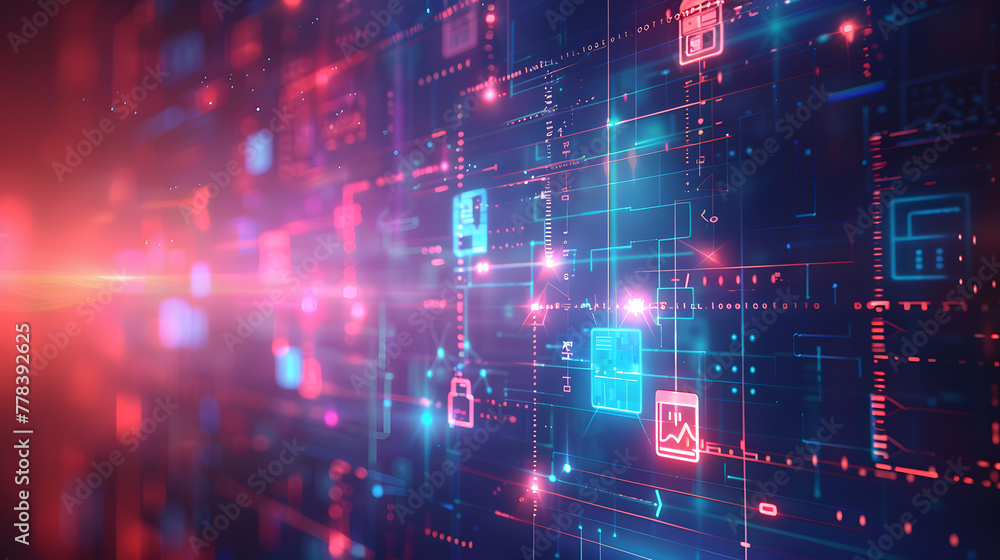 Abstract digital background with glowing data and social media icons on dark blue Abstract digital background with glowing data and social media icons on dark blue
