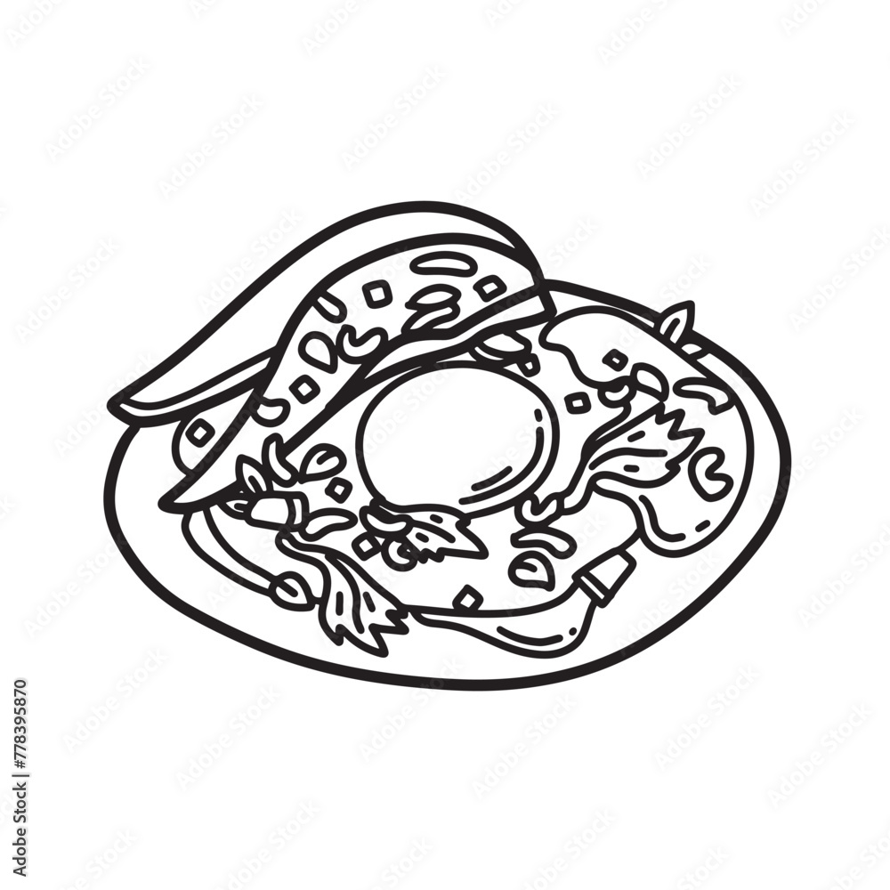 Outline Handdrawn Mexican cuisine illustration Line Art Cartoon Outline Handdrawn Mexican cuisine illustration Line Art Cartoon
