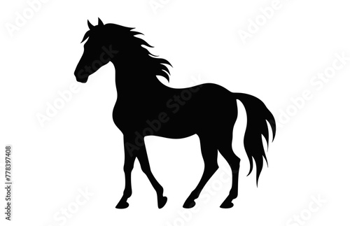 Fototapeta Naklejka Na Ścianę i Meble -  Horse black Silhouette Vector isolated on a white background