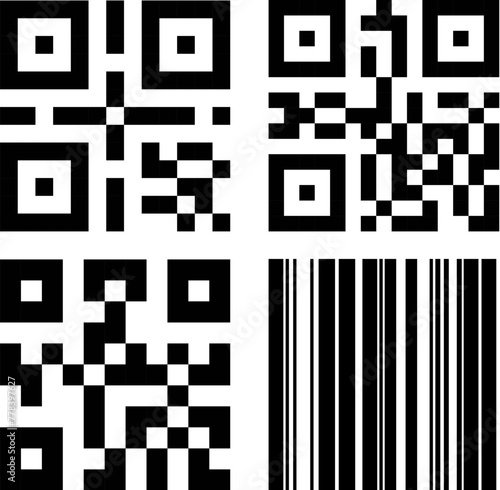 vector qr codes and bar code