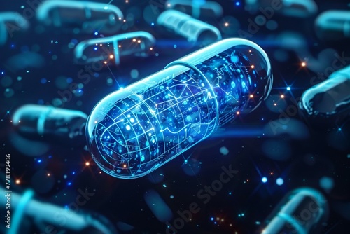 Pill, health care and science concept. Background with selective focus and copy space