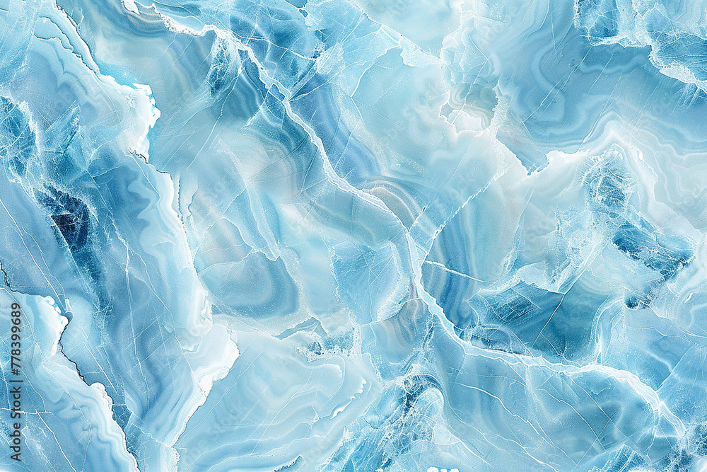 A calming pattern of light blue marble, with veins of white and icy ...