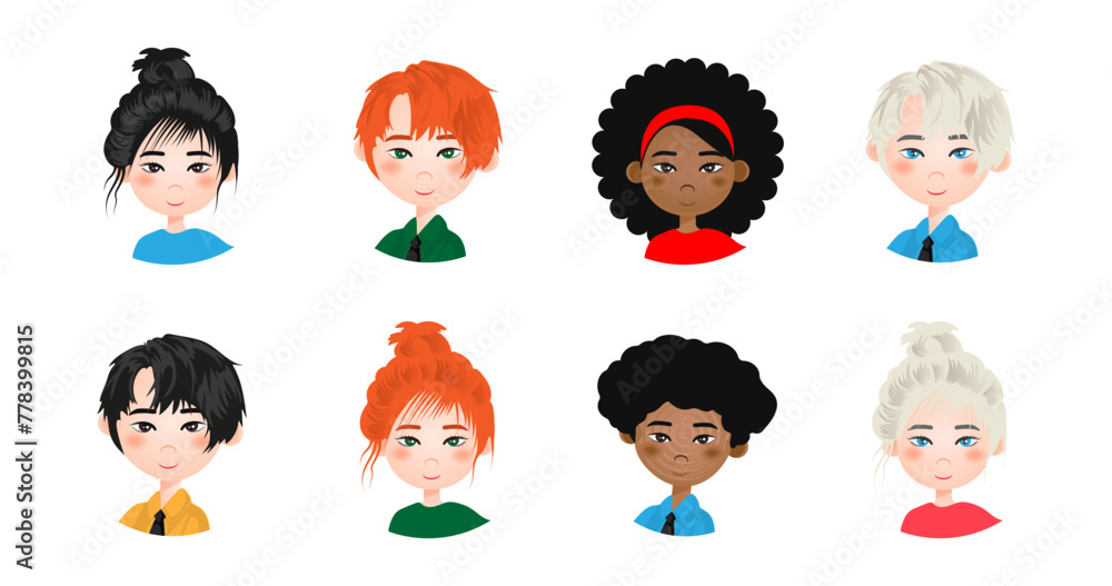 Collection of avatars. Flat icon with female and male avatars Collection of avatars. Flat icon with female and male avatars