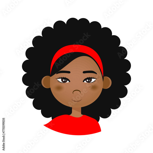 Dark-skinned girl. A flat icon. Vector illustration