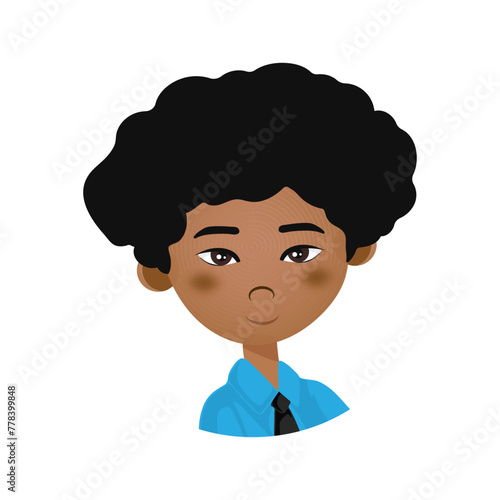 Dark-Skinned Guy. A flat icon. Vector illustration