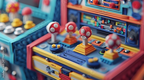 Nostalgic Quilling Paper Art: 1980s Arcade Games with Pixelated Characters and Vibrant Colors.