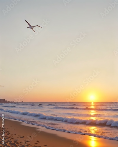 sunset on the beach waterfront waves © Muhammad