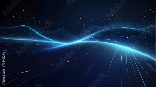 Elegant, abstract lines against a dark backdrop. background of modern technology. futuristic style. 3D picture rendering.