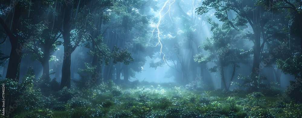 a lightening in the forest