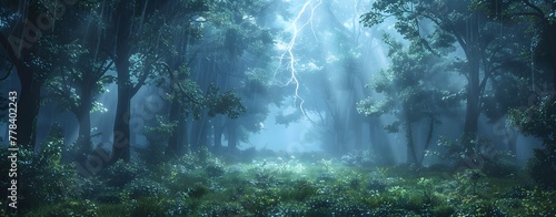 a lightening in the forest photo