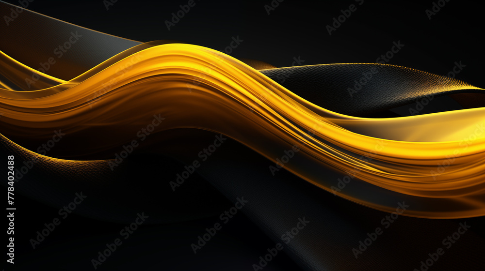 abstract wave, Interwoven strands of dark grey and bold yellow form a ...