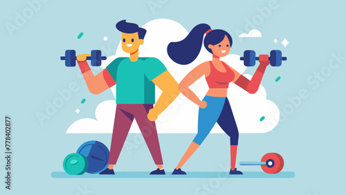 fitness couple vector illustration 