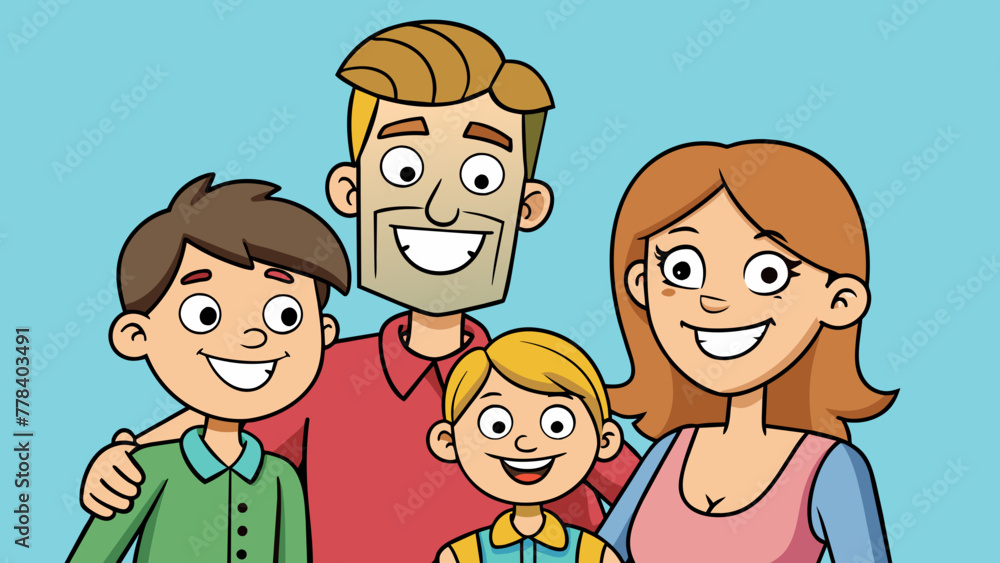 funny family dad mother son and daughter vector illustration funny family dad mother son and daughter vector illustration