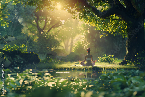 Embracing Serenity: A Morning Yoga Routine Set in a Tranquil Outdoor Environment