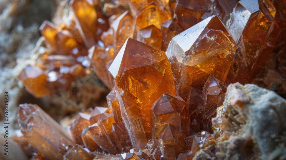 Cluster of Orange Crystals on Rock Cluster of Orange Crystals on Rock