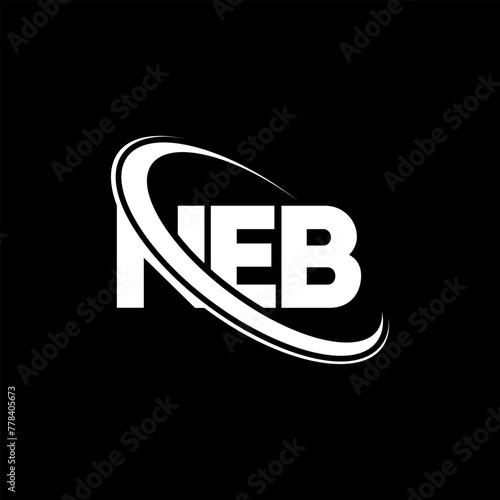 NEB logo. NEB letter. NEB letter logo design. Initials NEB logo linked with circle and uppercase monogram logo. NEB typography for technology, business and real estate brand.