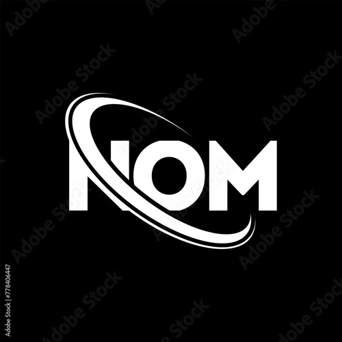 NOM logo. NOM letter. NOM letter logo design. Initials NOM logo linked with circle and uppercase monogram logo. NOM typography for technology  business and real estate brand.