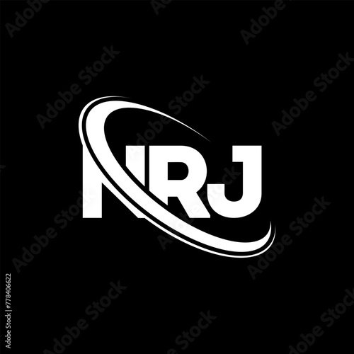 NRJ logo. NRJ letter. NRJ letter logo design. Initials NRJ logo linked with circle and uppercase monogram logo. NRJ typography for technology, business and real estate brand. photo