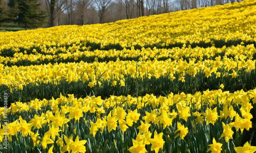 Fototapeta premium field of yellow tulips