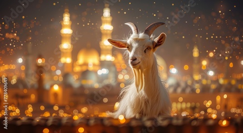 Goat Qurban Eid al adha mubarak festival islamic background Generated with Ai Tools