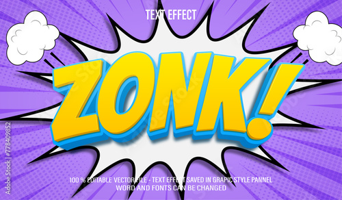 Zonk Comic Cartoon 3d editable text effect style photo