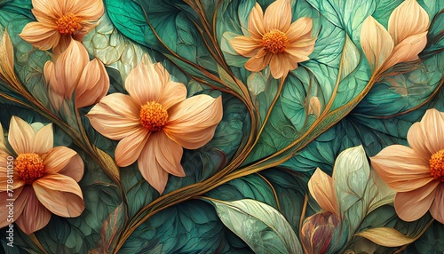 Wallpaper Mural seamless pattern with flowers Torontodigital.ca