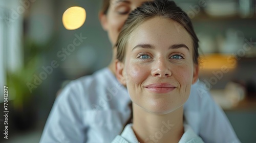 Woman Smiles, Man Observes