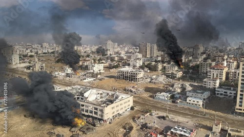 Gaza at war aerial view, rimal neighborhood destroyed

Drone view over North Gaza in the war with Israel. Gaza-March,20,2024
