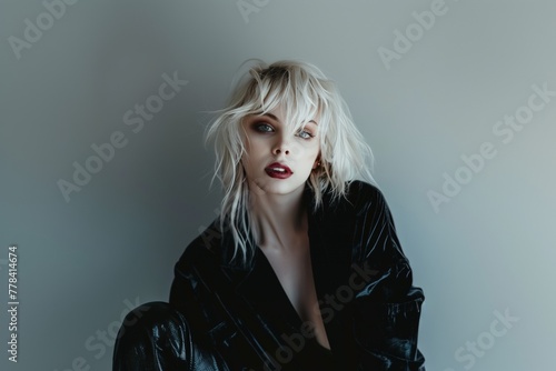 Edgy Platinum Blonde with Bold Look. Generative AI.