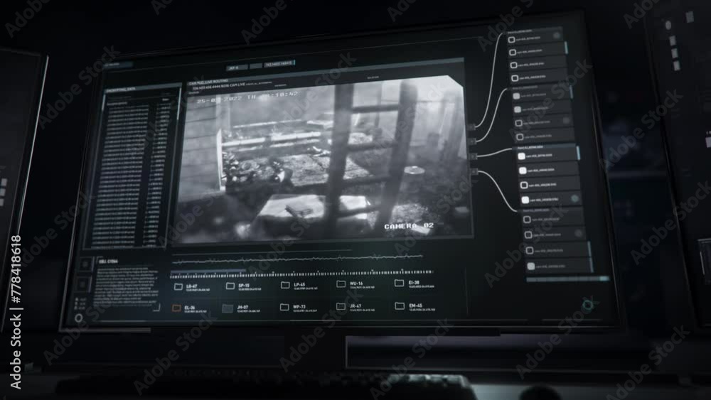 Tactical military high tech monitoring system observing the ongoing