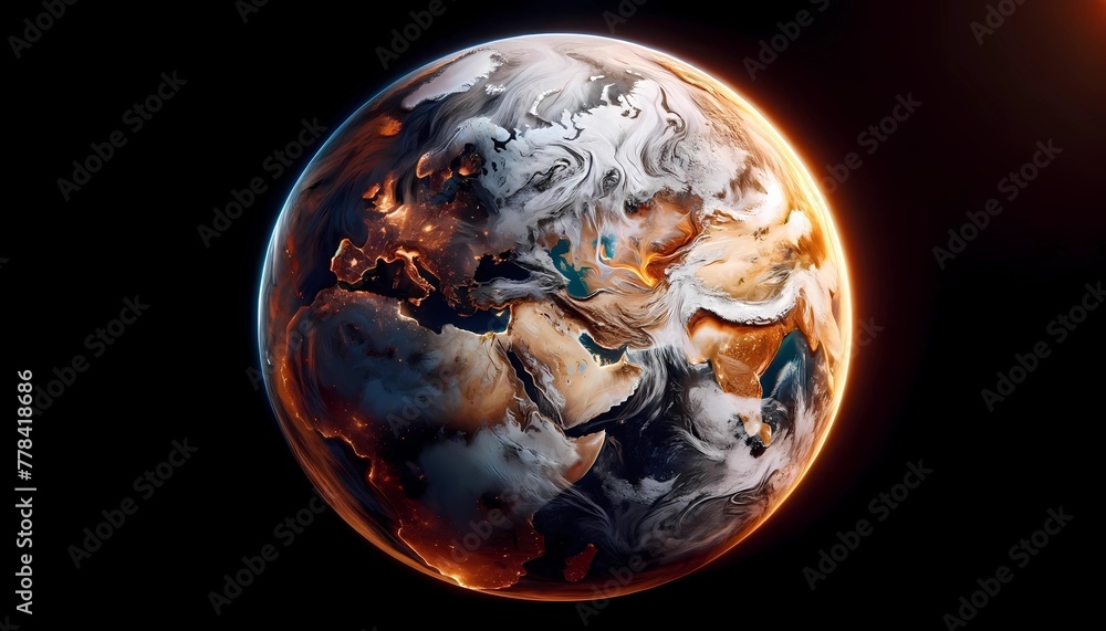 Earth day showing the earth melting due to high temperatures as an ...