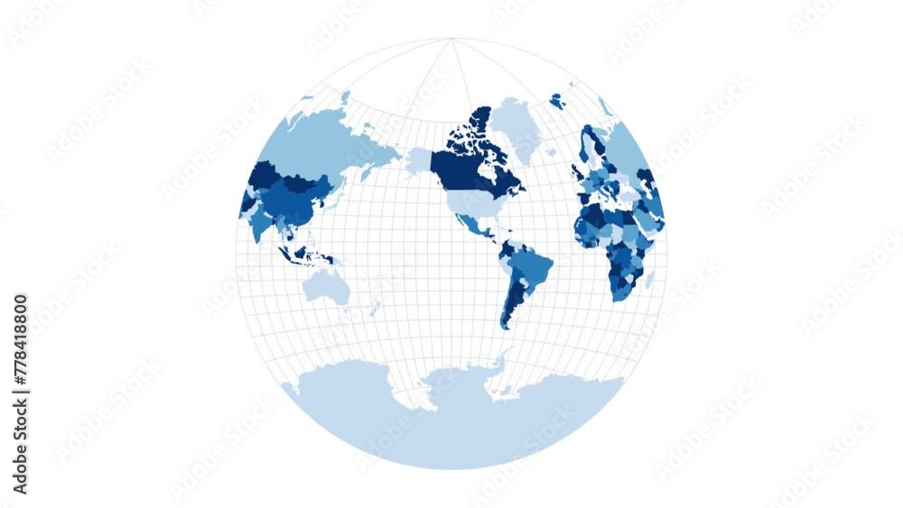 World Map. Van der Grinten projection. Loopable rotating map of the world. Attractive footage. World Map. Van der Grinten projection. Loopable rotating map of the world. Attractive footage.